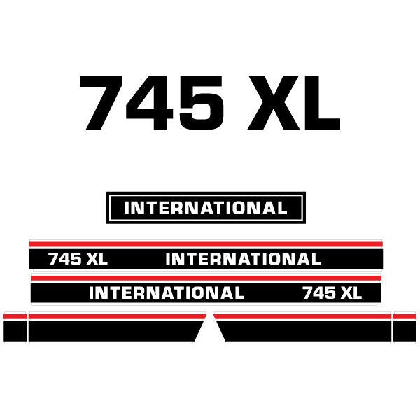 International 745XL Aftermarket Replacement Tractor Decal (Sticker) Set