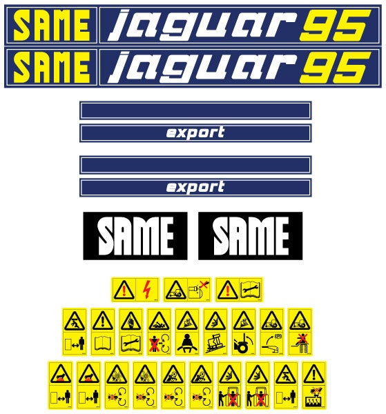 Same Jaguar 95 Export Aftermarket Replacement Tractor Decals (sticker - aufkleber - adesivo) Set