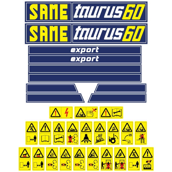 Same Taurus 60 Aftermarket Replacement Tractor Decals (sticker - aufkleber - adesivo) Set