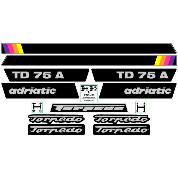 Torpedo TD 75A Adriatic Aftermarket Replacement Tractor Decals (sticker - aufkleber - adesivo) Set