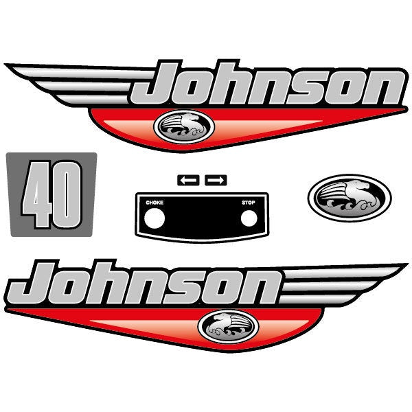 Johnson 40 Outboard (1992 - 2000) Aftermarket Decal / aufkleber / adesivo / Sticker Set