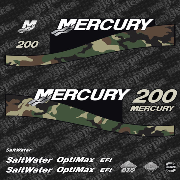 Mercury 200 Cameo EFI Saltwater 1999-2004 outboard decal sticker set