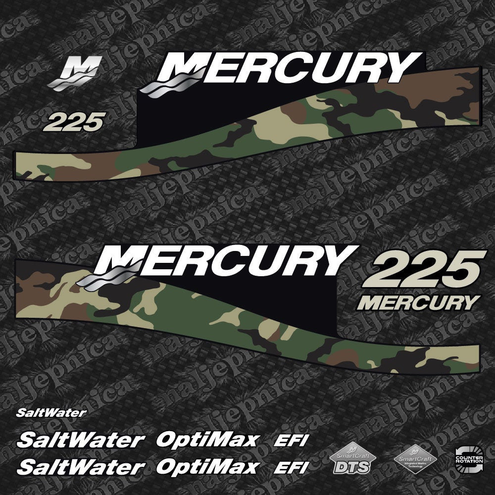 Mercury 225 Cameo EFI Saltwater 1999-2004 outboard decal sticker set