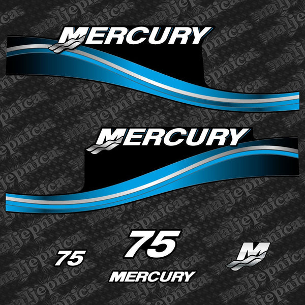 Mercury 75 Two Stroke Blue (2005) Outboard Decal / Aufkleber / Adesivo/ Sticker Set