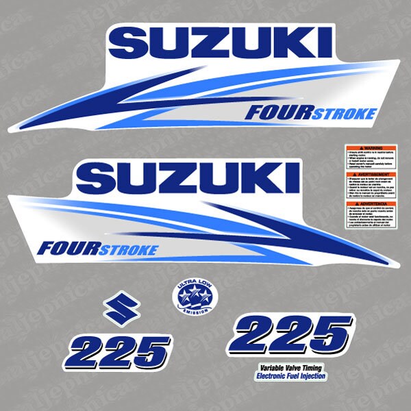 Suzuki 225 Four Stroke Blue (2013) Outboard Decal Sticker Set