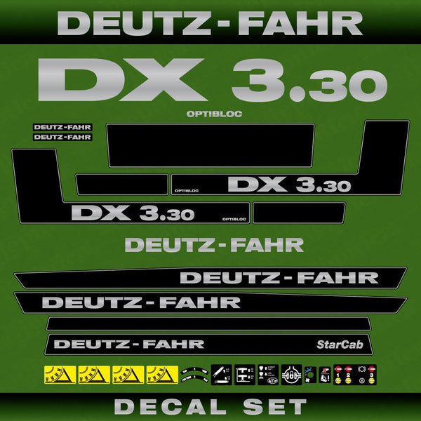 Deutz DX 3.30 Aftermarket Replacement Tractor Decal (Sticker) Set