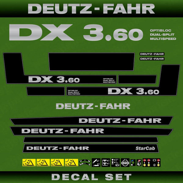 Deutz DX 3.60 ODM Aftermarket Replacement Tractor Decal (Sticker) Set