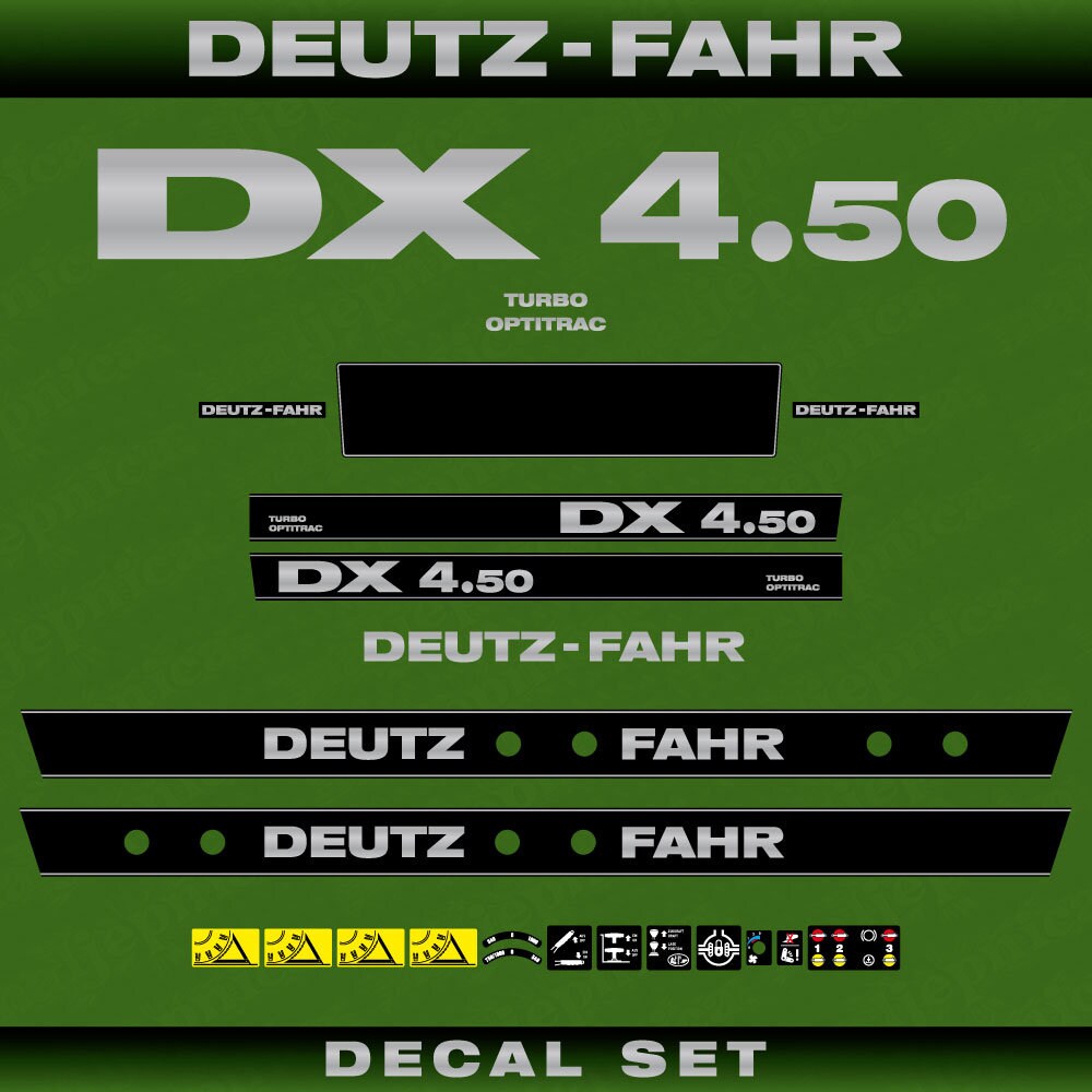 Deutz DX 4.50 TO Aftermarket Replacement Tractor Decal (Sticker) Set ...