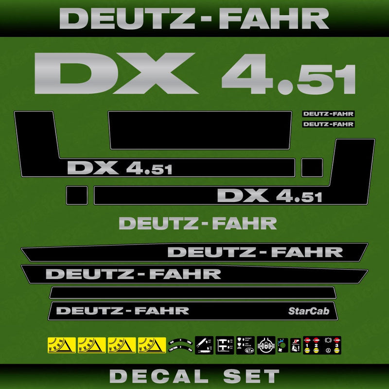 Deutz DX 4.51 Aftermarket Replacement Tractor Decal (Sticker) Set