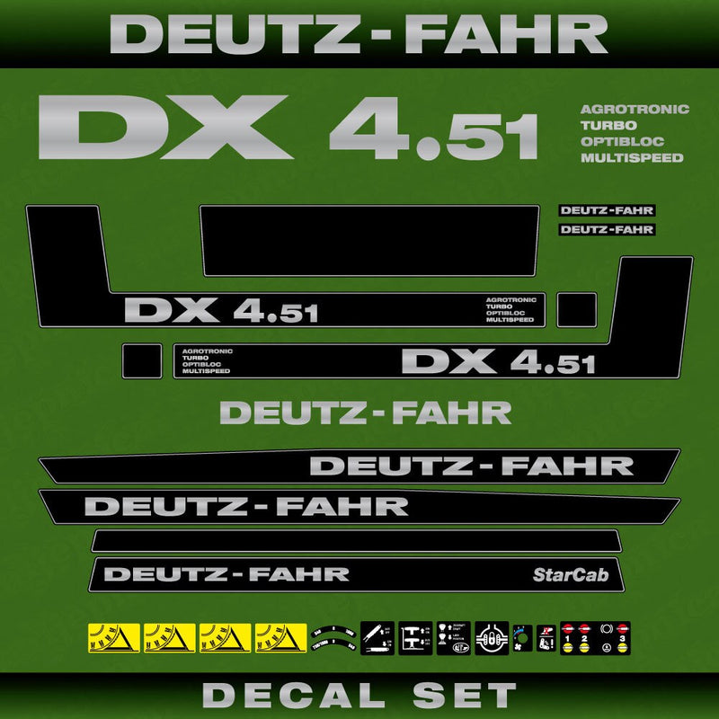 Deutz DX 4.51 ATOM Aftermarket Replacement Tractor Decal (Sticker) Set