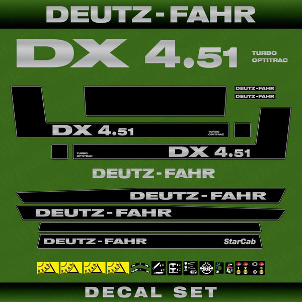 Deutz DX 4.51 TO Aftermarket Replacement Tractor Decal (Sticker) Set