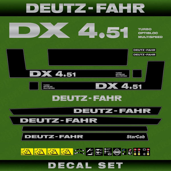 Deutz DX 4.51 TOM Aftermarket Replacement Tractor Decal (Sticker) Set