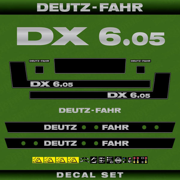 Deutz DX 6.05 Aftermarket Replacement Tractor Decal (Sticker) Set