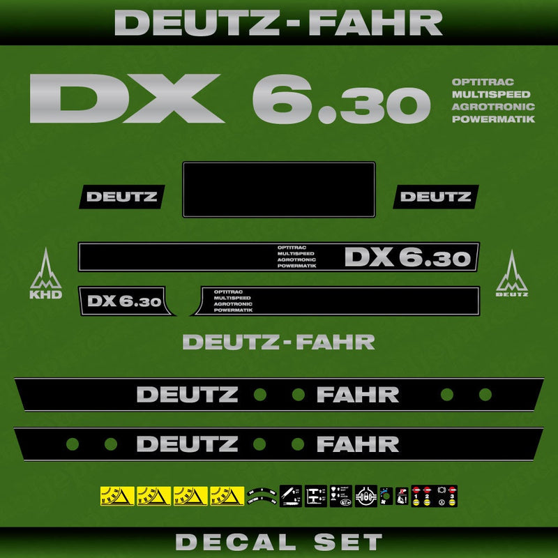 Deutz DX 6.30 OMAP Aftermarket Replacement Tractor Decal (Sticker) Set