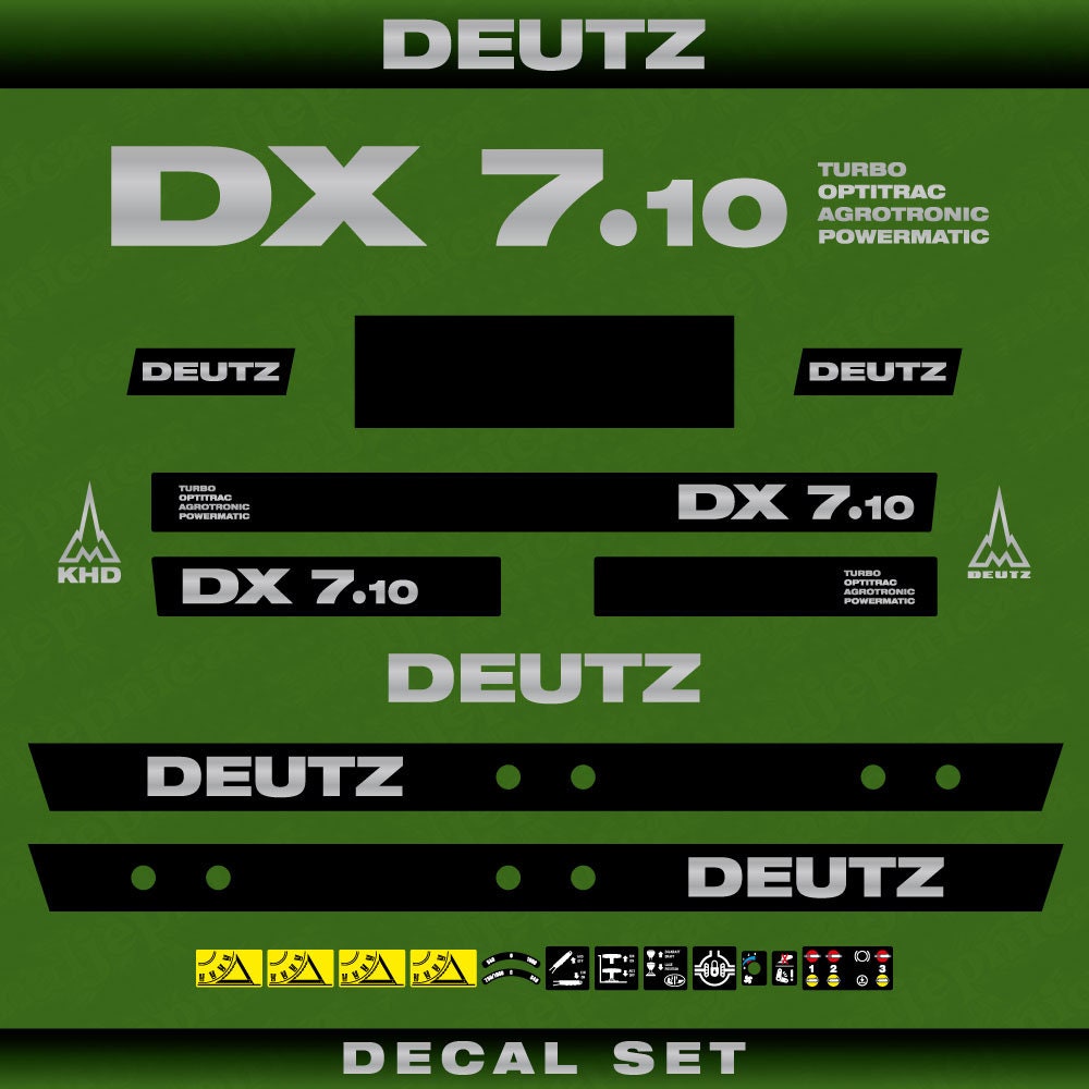 Deutz DX 7.10 Aftermarket Replacement Tractor Decal (Sticker) Set – 4. ...