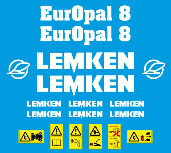 Lemken EuroOpal 8 aftermarket plow pflug decal aufkleber adesivo sticker set