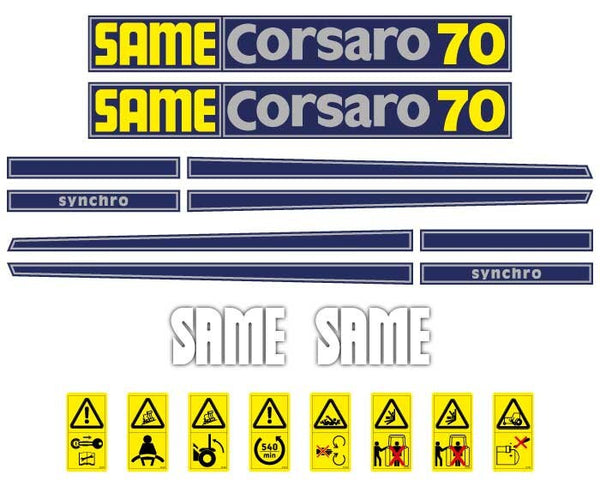 Same Corsaro 70 Aftermarket Replacement Tractor Decals (sticker - aufkleber - adesivo) Set