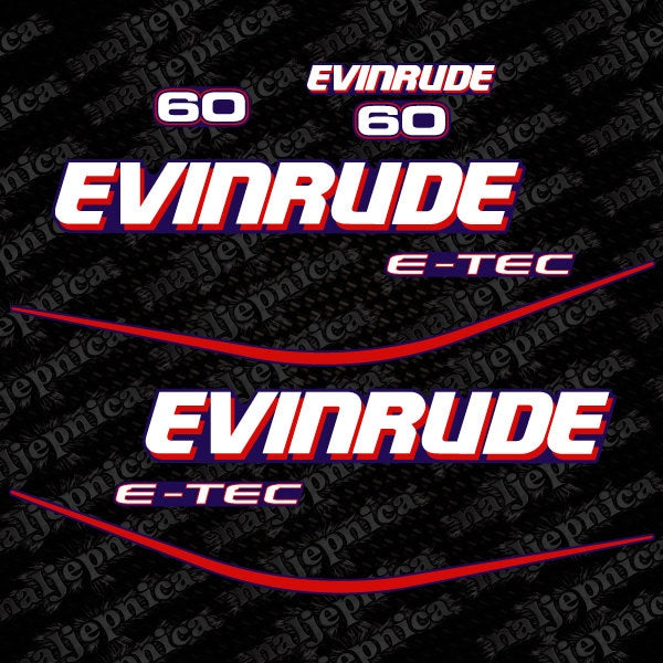 Evinrude 60 Blue model outboard (1999-2004) aftermarket decal / aufkleber / adesivo / sticker set