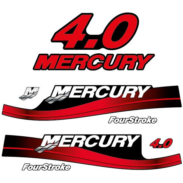 Mercury 4.0 Four Stroke (1994-1998) Outboard Decal /aufkleber / adesivo / Sticker Set