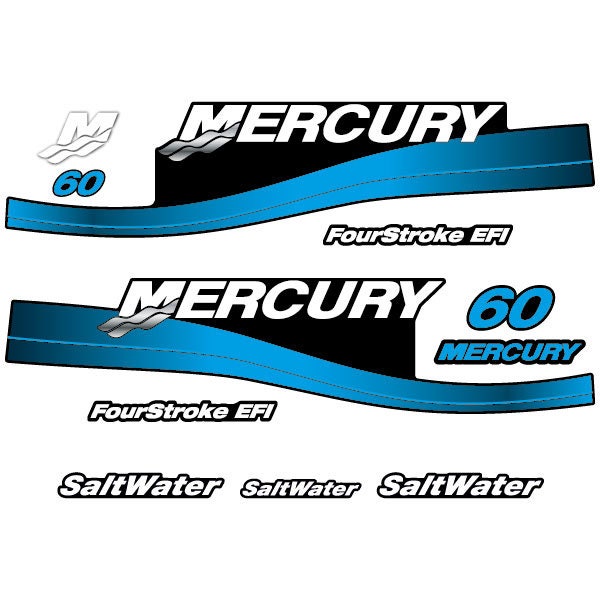 Mercury 60 Four Stroke Blue (2002-2004) Outboard Decal / Aufkleber / Adesivo / Sticker Set