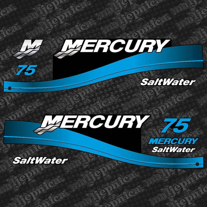 Mercury 75 Two Stroke Blue (1999-2004) Outboard Decal /aufkleber / adesivo / Sticker Set