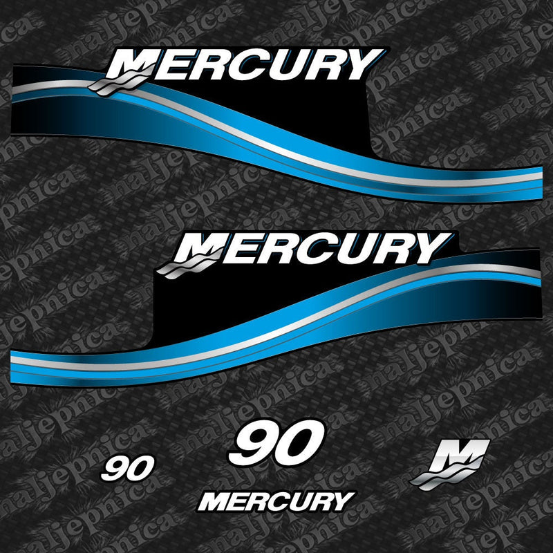 Mercury 90 Two Stroke Blue (2005) Outboard Decal / Aufkleber / Adesivo/ Sticker Set