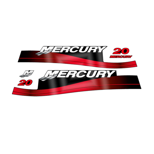 Mercury 20 (1999-2004) Outboard Compatible Replacement Decal (Sticker) Set